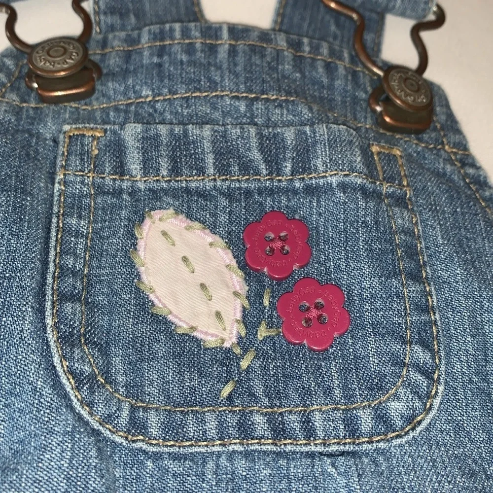 Gently Loved Lined Ruffled Embroidered Overalls by Baby Gap..